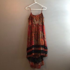 Band of Gypsies Mid Length Maroon Patterned Dress
